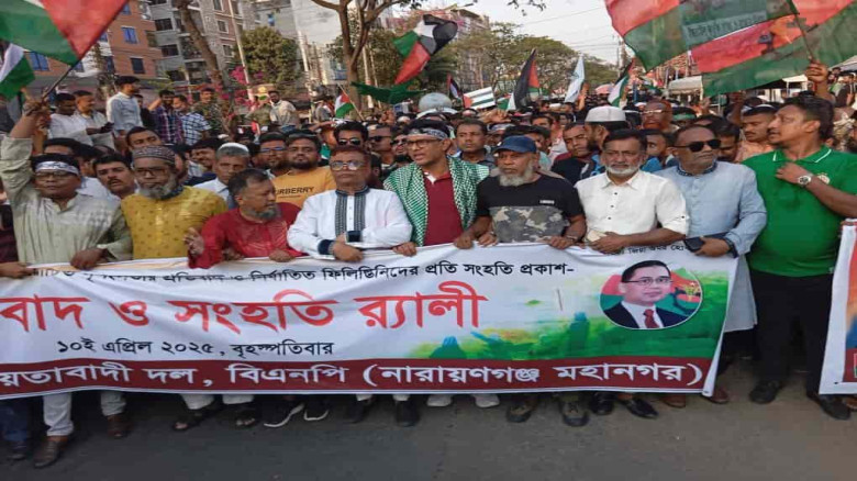 ফিলিস্তিনে হামলা ও গণহত্যার প্রতিবাদে মহানগর বিএনপির বিক্ষোভ মিছিল